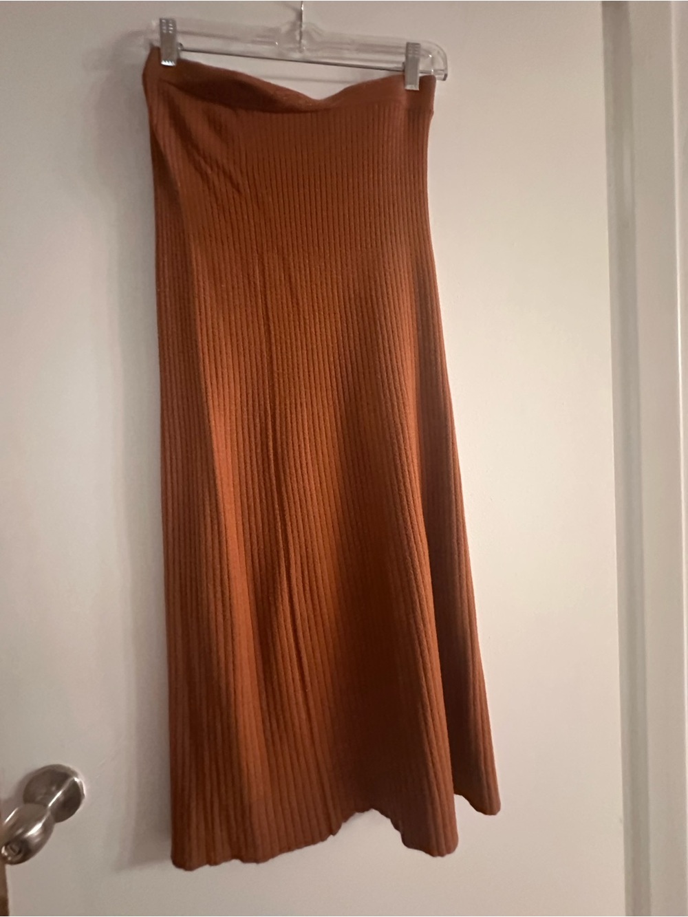 Ribbed sweater Midi Skirt in Rust Orange